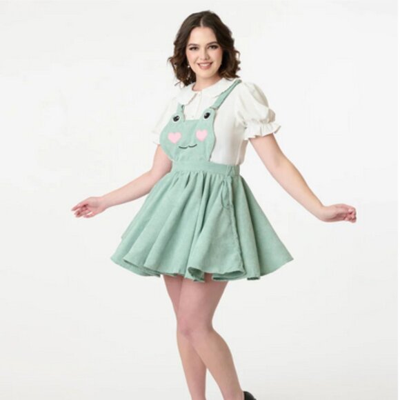Miss Candyholic Green Frog Corduroy Pinafore 3X - Picture 1 of 4